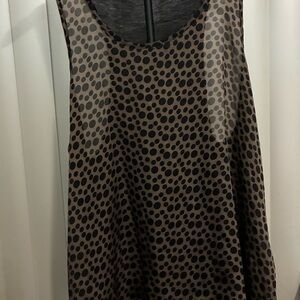 Timing Sheer Black and Brown Polka Dot Tank Top